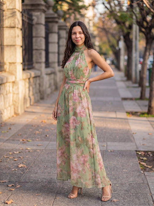 AURORA | Elegante Vestido Largo Floral  que Favorece la Silueta