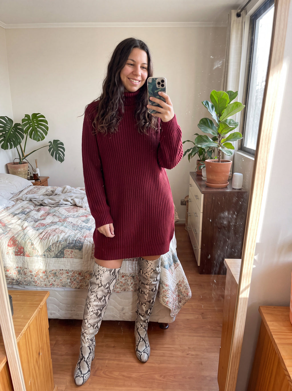 Nora Sweater Vestido Vino