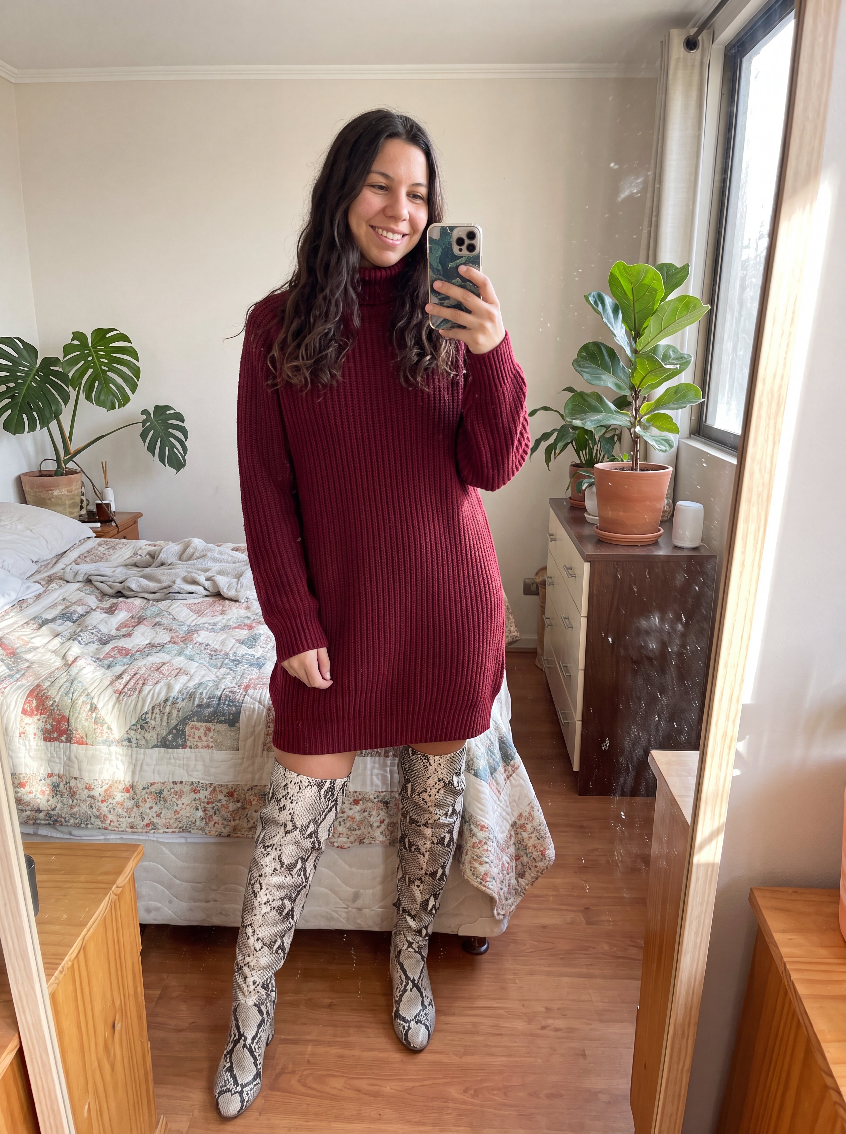 Nora Sweater Vestido Vino